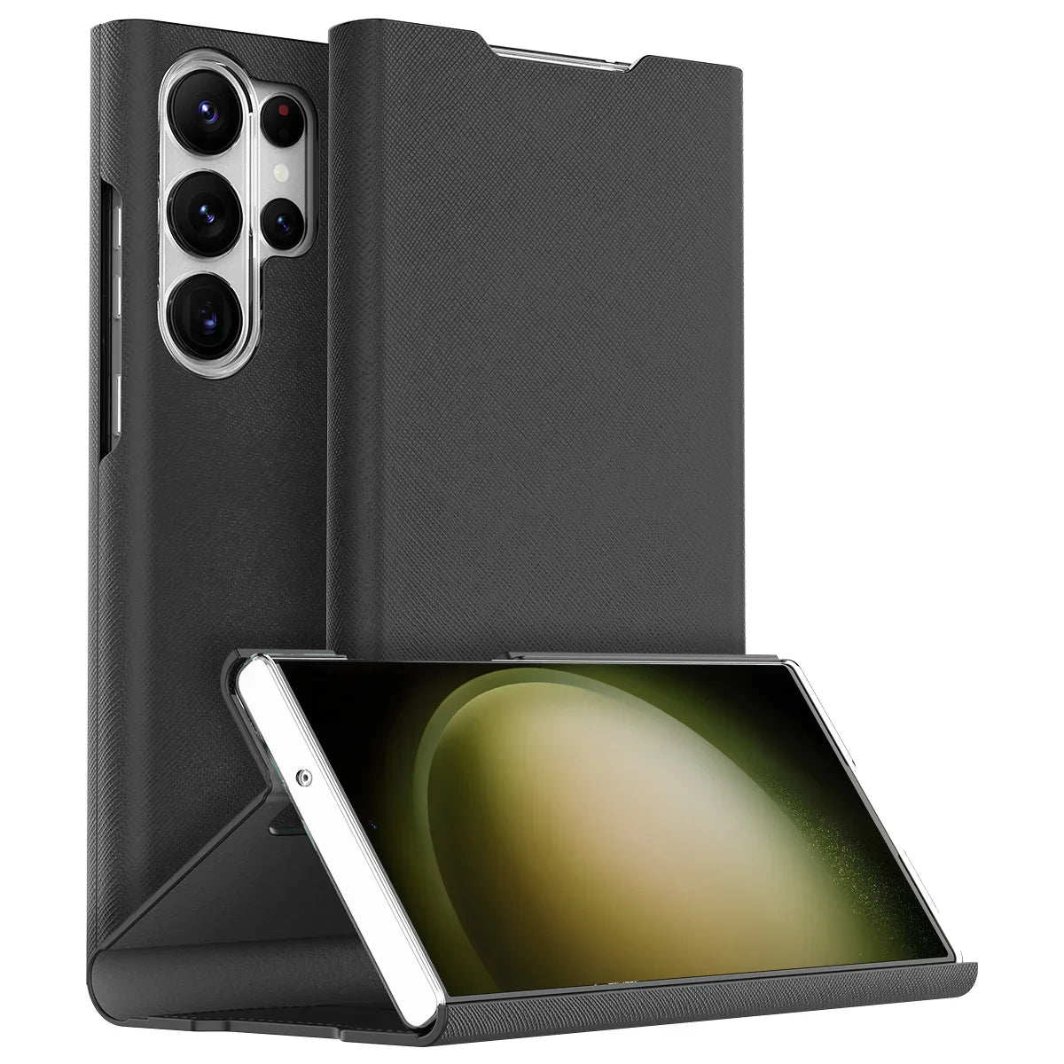 Araree Bonnet Dairy Stand wallet Case For Samsung Galaxy S23 Ultra - Black - Tashqila Araree Bonnet Dairy Stand wallet Case For Samsung Galaxy S23 Ultra - Black - Tashqila
